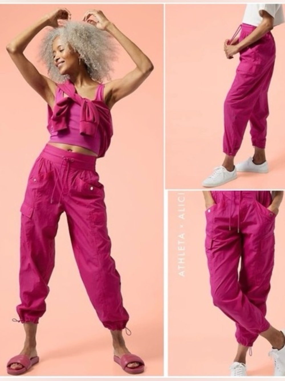 Athleta x Alicia Keys High Waist Utility Jogger Women’s 6 Pink Cargo Pockets